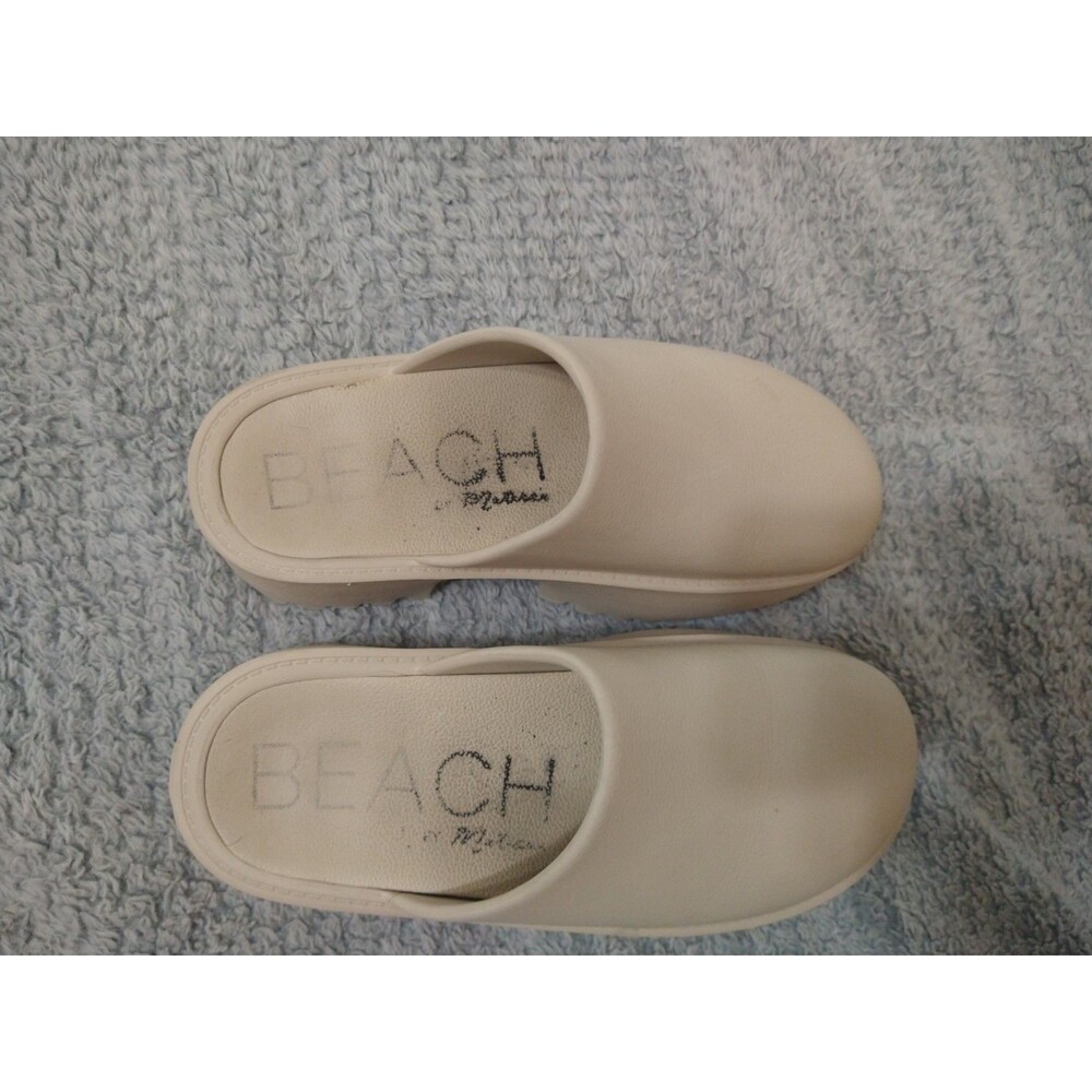 Beach Platform Chunky Clogs Shoes Size 9 Cream Boho Beachy Y2K - Picture 8 of 10
